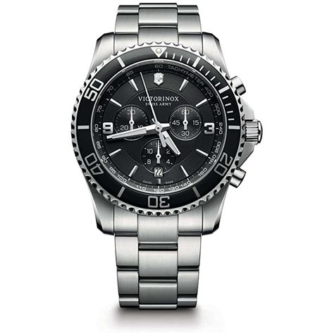 Victorinox Maverick Chronograph Quartz Black Dial Stainless Steel ...