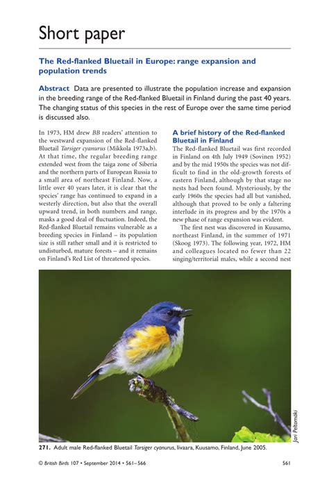 (PDF) The Red-flanked Bluetail in Europe: range expansion and population trends A brief history ...