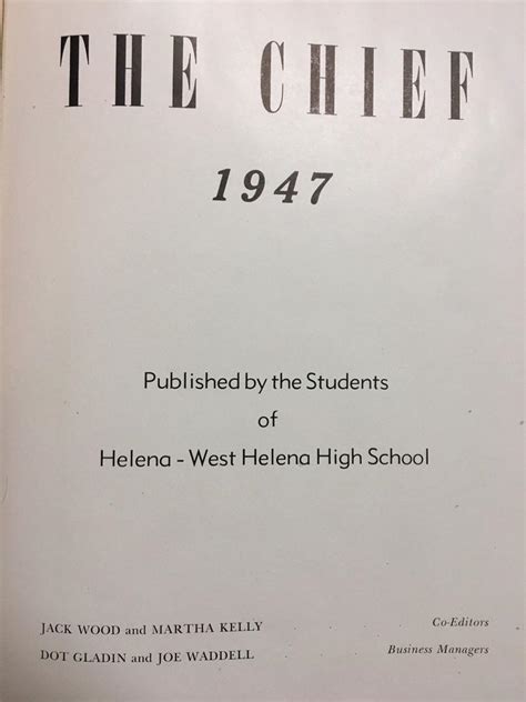 1947 Helena West Helena High School Yearbook The Chief Ark Arkansas ...