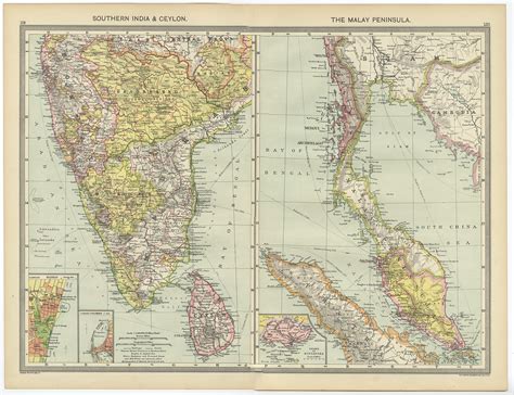 Map of Southern India, Ceylon, and Malay Peninsula - George Philip ...