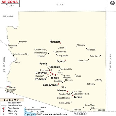 Arizona Cities Map, Cities in Arizona (AZ)
