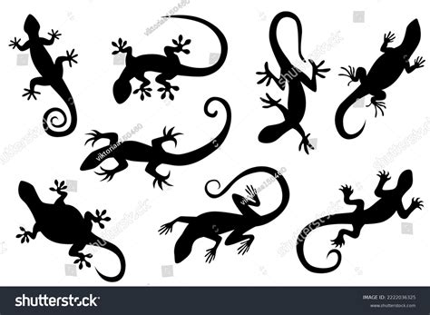 Set Black Silhouette Lizard Tattoo Vector Stock Vector (Royalty Free ...