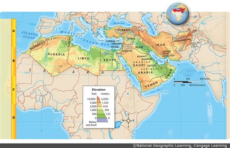 Middle East and North Africa Physical Features Diagram | Quizlet