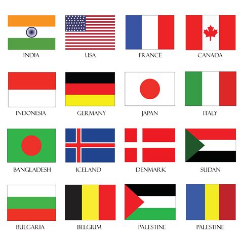 Different Countries National Flag Vector Illustration 24814119 Vector ...