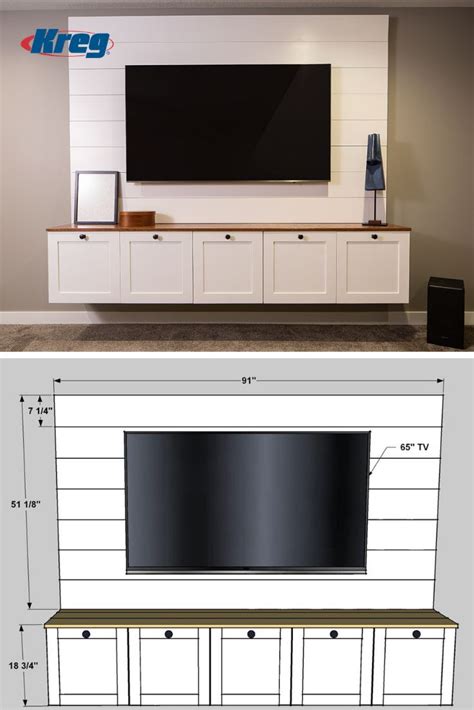 FREE PROJECT PLAN: How to Build a DIY TV Wall Console in 2023 | Tv cabinet design, Tv wall, Tv ...