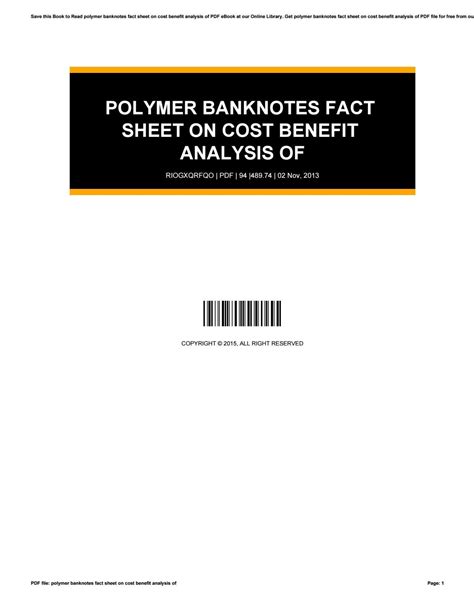 Polymer banknotes fact sheet on cost benefit analysis of by ...