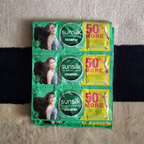 12pcs (1DOZEN) SUNSILK GREEN TRIO PACK SACHET Strong and Long Shampoo GROCERY GRADE | Lazada PH