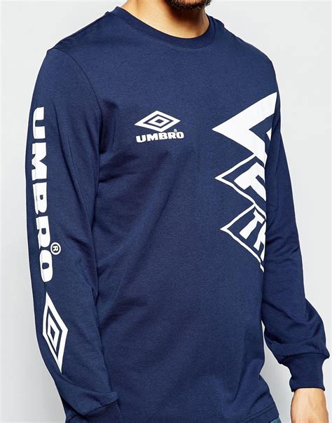 Lyst - Umbro Long Sleeve T-shirt With Large Logo in Blue for Men