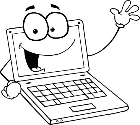 cartoon computer clipart black and white - Clip Art Library