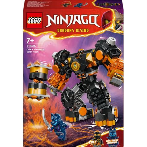 LEGO NINJAGO 71806 Dragons Rising Cole’s Elemental Earth Mech Set | Smyths Toys UK