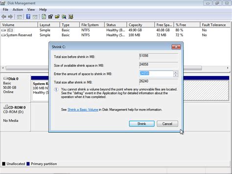 Shrinking Windows Partitions Past 50%