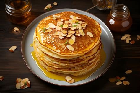 Premium AI Image | a stack of pancakes with nuts and nuts on them