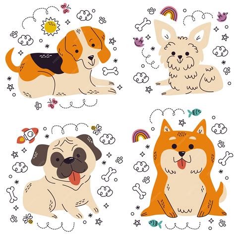 Free Vector | Doodle hand drawn dog stickers collection