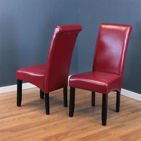 Milan Faux Leather Red Dining Chairs (Set of 2) - Walmart.com