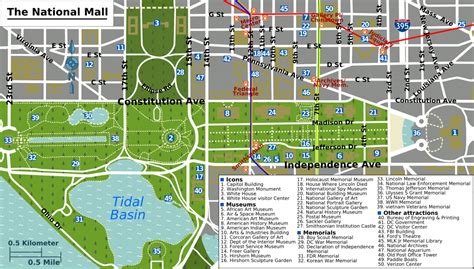 National Mall Map In Washington, D.c. | Wheretraveler - Printable ...