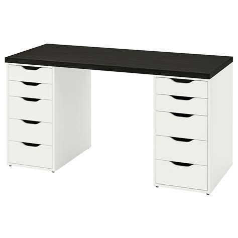 LAGKAPTEN / ALEX skrivbord, svartbrun/vit, 140x60 cm - IKEA