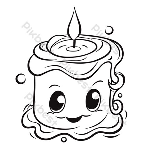 Vector Drawing Sketch Cute Cartoon Candle Drawing On A Sheet Of Paper Outline PNG Images | PNG ...