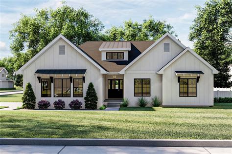 One-Story Modern Farmhouse Plan with Cathedral Ceiling in the Great Room - 62879DJ ...