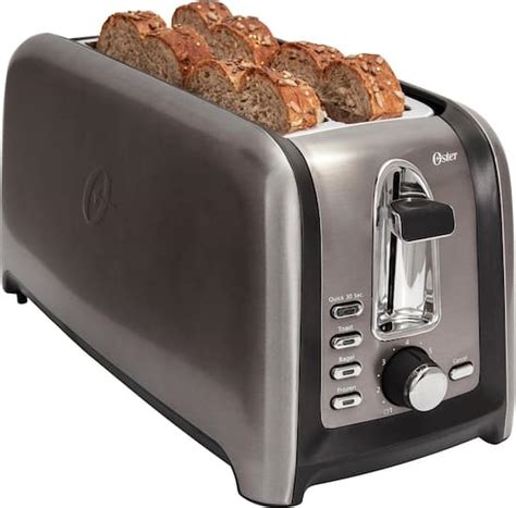 Oster 4-Slice Extra-Long-Slot Toaster Stainless Steel/Black TSSTTRGM4L - Best Buy