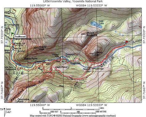 Topographical map of Yosemite Valley | Yosemite valley map, Yosemite valley, Yosemite