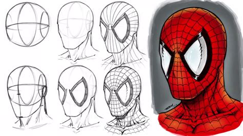 How to Draw Spider-Man's Mask - Step by Step - YouTube