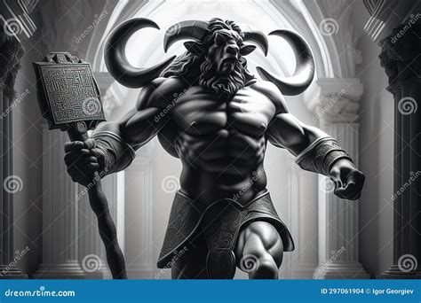 Minotaur the Mythical Maze Guardian Stock Illustration - Illustration of head, knights: 297061904