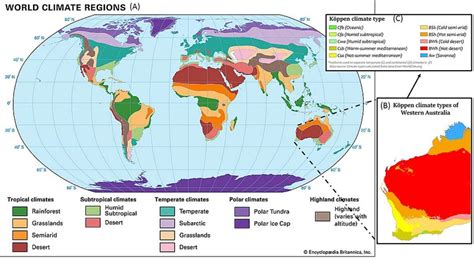 Classification of climate zones: (A) World Climate regions ...