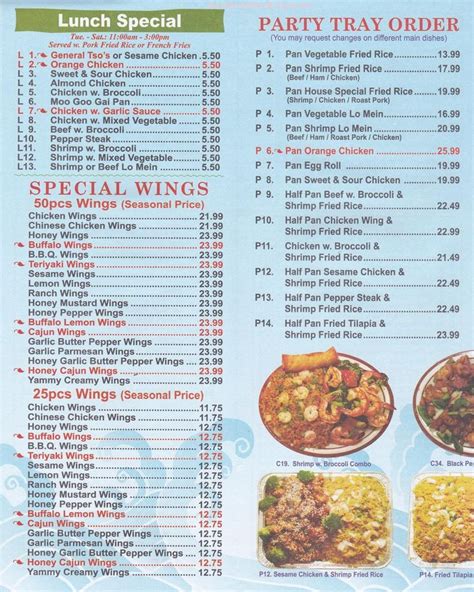 Menu at King Buffet restaurant, Louisville, 105 Jefferson Davis ...