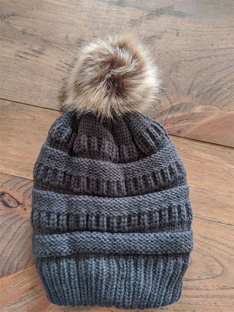 Lined Winter Hats with Pom Pom (Adult and Kid Sizes) - Painted Donkey