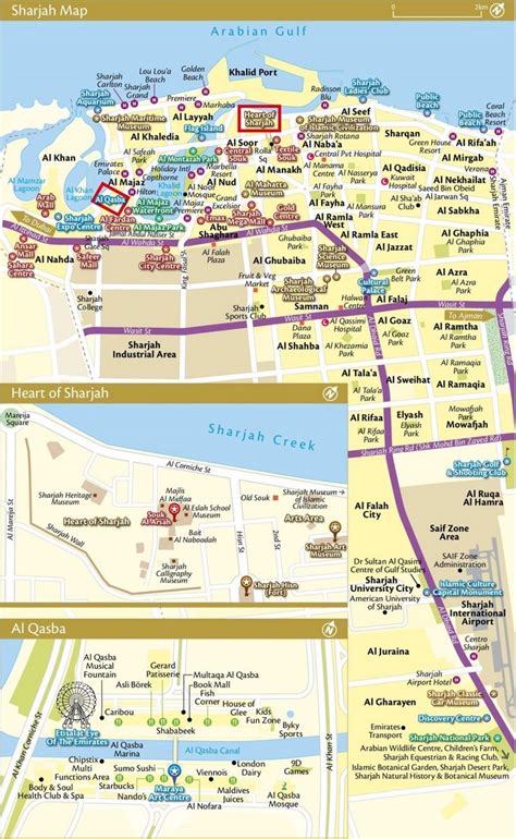 Sharjah city hotels and tourist attractions map | City hotel, Tourist ...