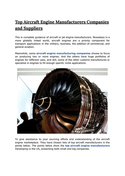 Top Aircraft Engine Manufacturers Companies and Suppliers by RED aircraft GmbH - Issuu