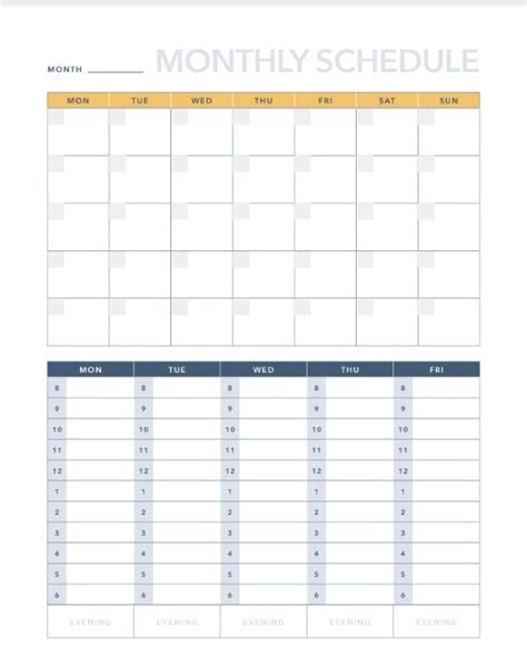 Monthly Calendar Schedule Template Excel