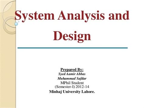 System Analysis and Design