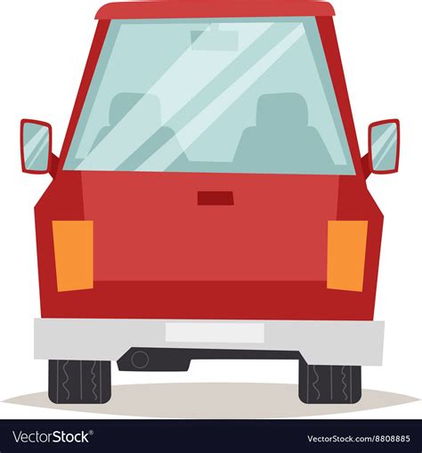 Red cartoon car back view design flat Royalty Free Vector