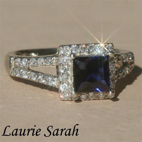 Princess Cut Sapphire Ring with Square by LaurieSarahDesigns