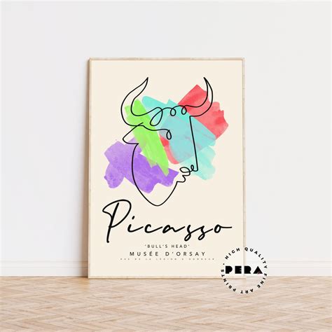 Picasso Bull's Head, Pablo Picasso Print, Exhibition Modern Line Art ...