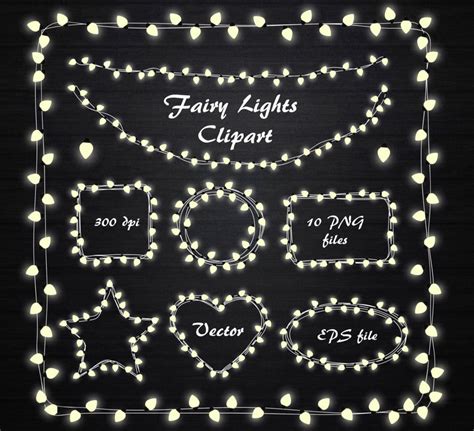 BIG SET of Fairy Lights Clipart String Lights Clipart Fairy | Etsy