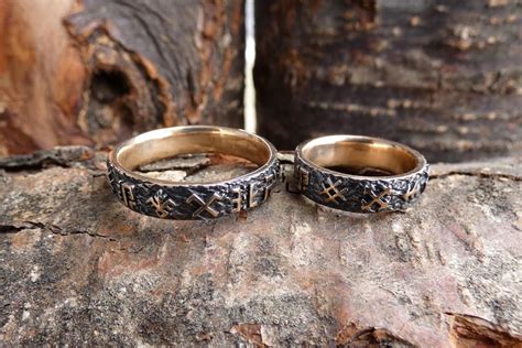 Wedding Band Set Pagan Wedding Rings Unique Wedding Rings | Etsy