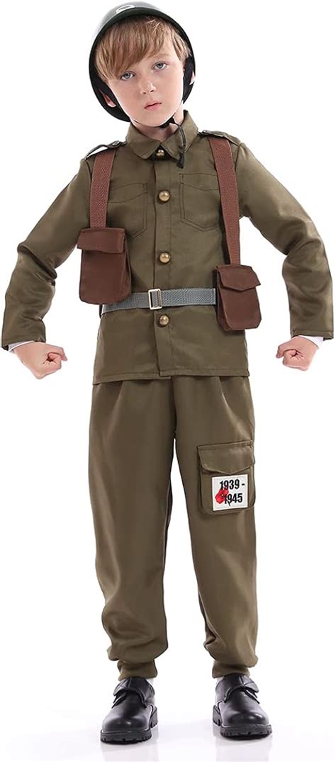 Amazon.com: Army Soldier Costume Kids，Unisex WWII Soldier Dress Up with ...