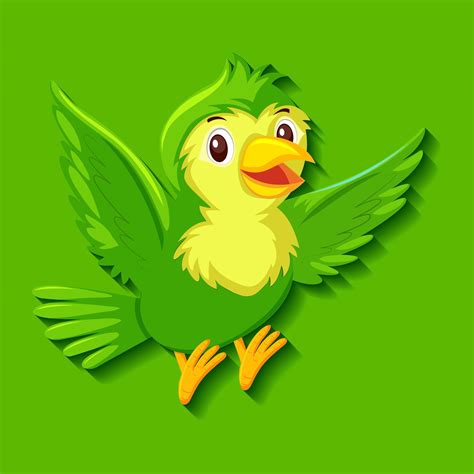 Cute green bird cartoon character 1520341 Vector Art at Vecteezy