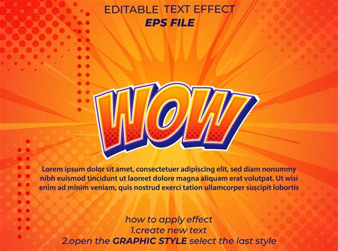 wow comic style text effect typography, 3d text. vector template ...