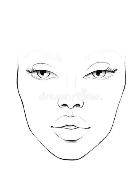 Face Chart Makeup Artist Blank. Beautiful Woman Portrait. Face Chart for Makeup. Makeup Artist ...