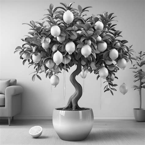 Premium Photo | Stunning lemon tree display in a liquid gray tub ...