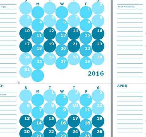 2016 Monthly Notepad Calendar - My Excel Templates