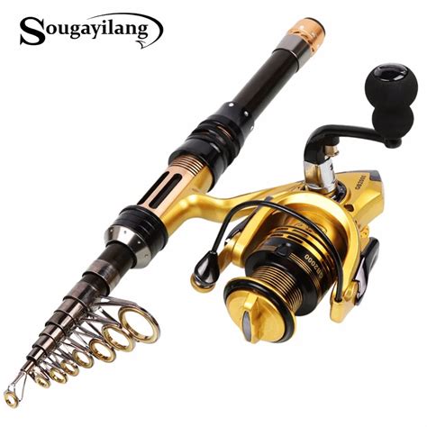 Sougayilang Telescopic Fishing Rod Spinning Fishing Reel Combo 1.3 2.4m ...