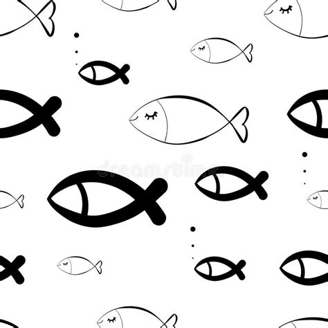 Hand Drawn Fishes Pattern stock vector. Illustration of sardine - 259458136