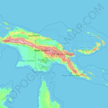 Papua New Guinea topographic map, elevation, terrain