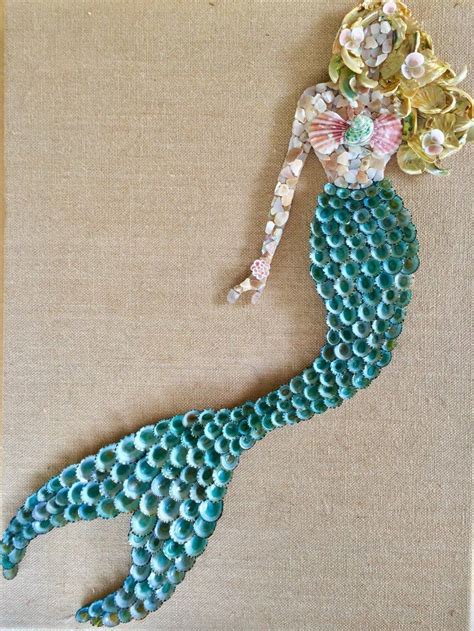 Seashell Mermaid - Etsy | Shell crafts, Seashell crafts, Handmade mermaid