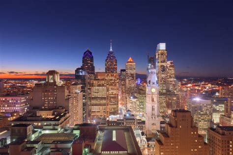 180+ Philadelphia Skyline Night Aerial View Stock Photos, Pictures ...