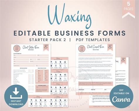 Editable Waxing Business Forms, Esthetician Templates for Beauty Salons ...